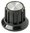 Kunststoff-Knopf mattschwarz mit weißer Strichmarkierung für 6mm Achse