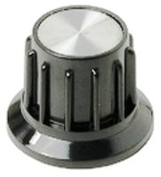Kunststoff-Knopf mattschwarz mit weißer Strichmarkierung für 6 mm Achsen