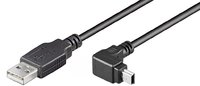 USB 2.0 Kabel A-Stecker auf Mini-B Stecker (5pol.) abgewinkelt 1,8m schwarz