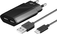 USB Type-C™ Dual Ladeset Netzteil 2,4 A mit USB Type-C™ Kabel 1m schwarz